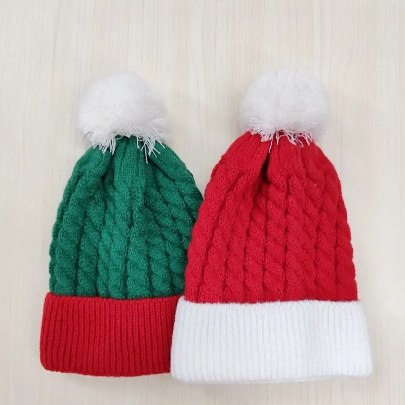 Christmas Woolen Ball Knitted Hat Woolen Hat Winter New Christmas Hat Ball Ball Hat Party Pullover Warm Hat