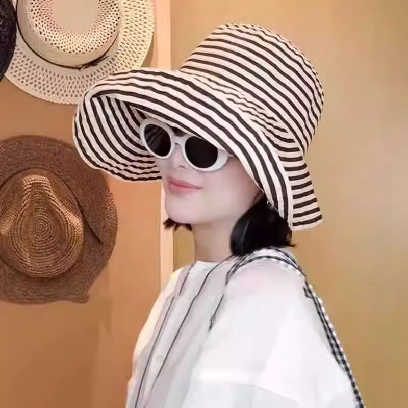 Summer Fisherman Hat Women's New Sunscreen Hat Fashion Basin Hat Big Head Circumference Summer Sun Hat Big Brim Sun Hat