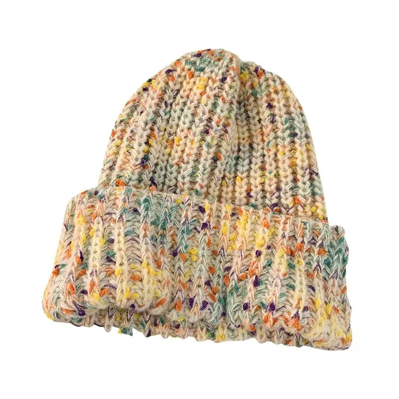 Coarse Knitted Woolen Hat for Women, Warm and Loose in Autumn and Winter, Versatile and Pile Up Hat