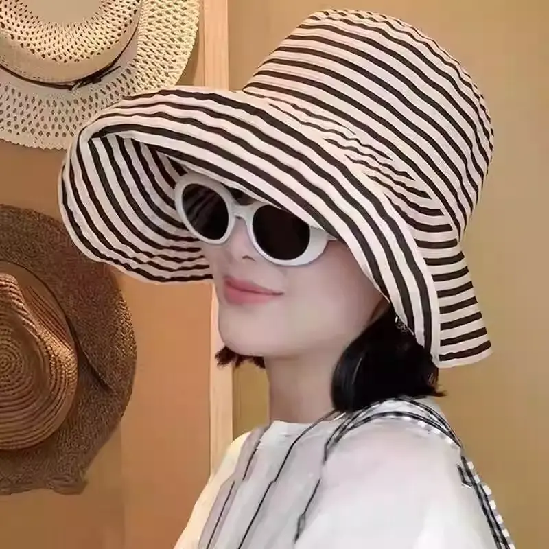 Summer Fisherman Hat Women's New Sunscreen Hat Fashion Basin Hat Big Head Circumference Summer Sun Hat Big Brim Sun Hat