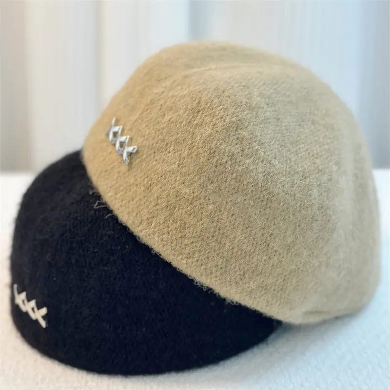 Japanese Autumn and Winter Beret, Children's Retro, Front And Back, Painter's Hat, Woolen, Versatile, Couple's Forward Hat