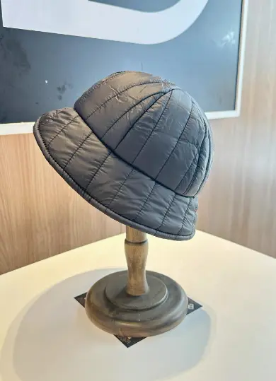 Fashionable Autumn and Winter Thick Down Cotton Fisherman Hat for Women, Warm and Windproof Hat, Basin Hat