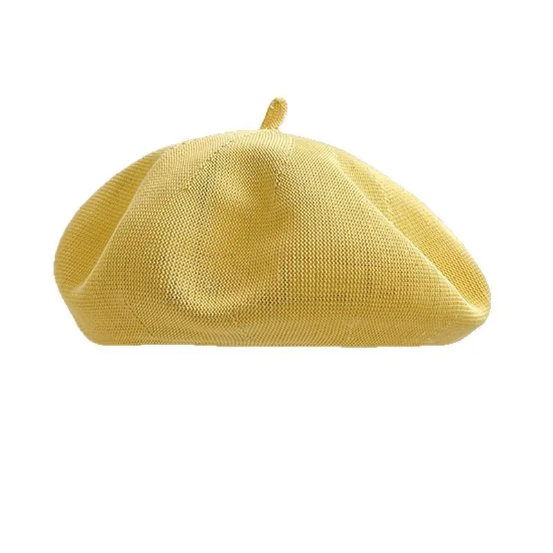 Summer Thin Breathable Cotton Yarn Beret For Girls, Versatile Korean Version, Solid Color Artist Hat, Fresh And Artistic Bud Hat
