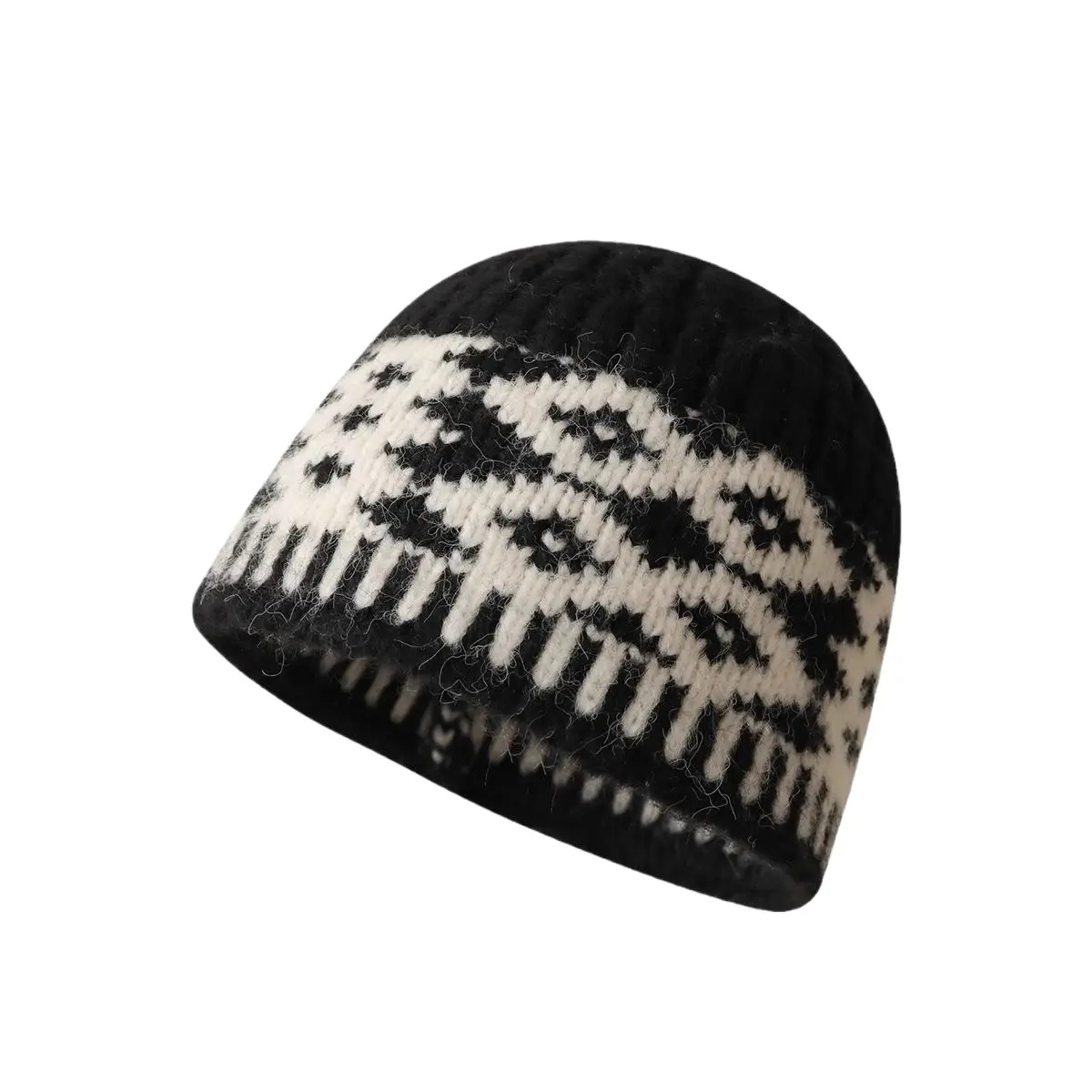 Retro Diamond Knitted Hat for Women, Niche Design, 2025 New Winter Warm and Thick Toe Capceline hatceline hatdesigner hatchurch