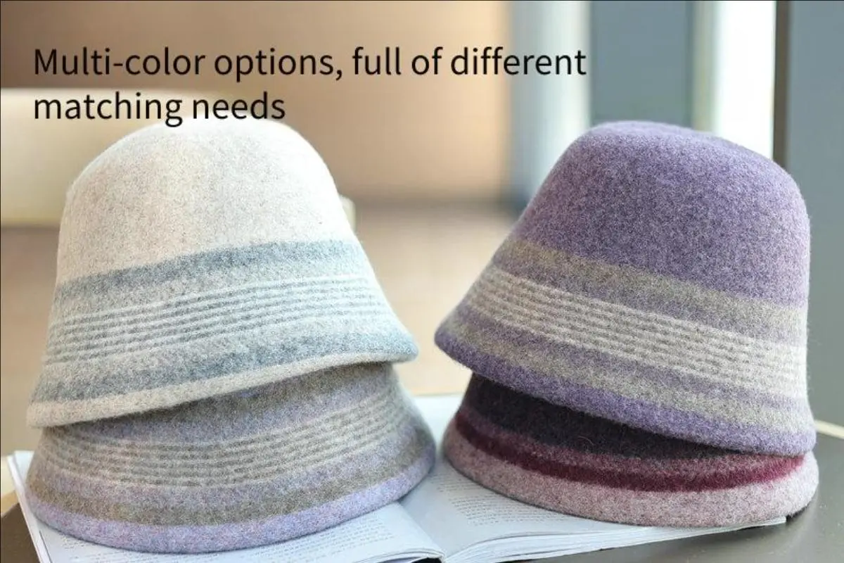 100% Wool Hat with High-end Feel, Women's Autumn and Winter Fashion Versatile Bucket Hat, Warm Basin Hat, British Top Hat