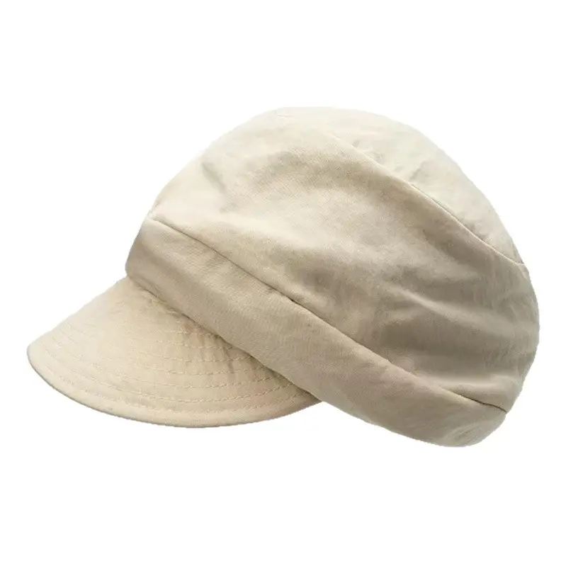 Japanese Retro Lightweight Breathable Pleated Duckbill Hat for Children's Summer Versatile Artist Hat Octagonal Hat for Men