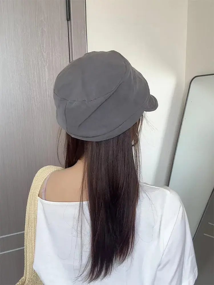 Japanese Retro Lightweight Breathable Pleated Duckbill Hat for Children's Summer Versatile Artist Hat Octagonal Hat for Men