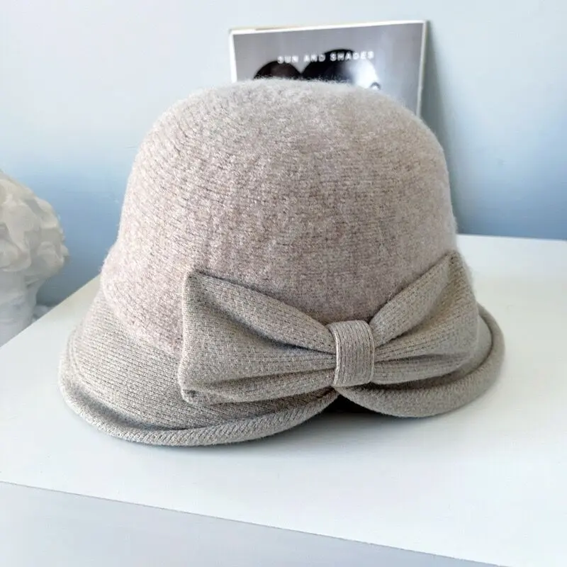 Women's Casual Tweed Hat Autumn Fedoras Hat Girl French Artist Warm Soft Wool Winter Beanie Hat Cap Vintage Elegant Lady