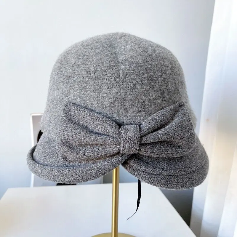 Women's Casual Tweed Hat Autumn Fedoras Hat Girl French Artist Warm Soft Wool Winter Beanie Hat Cap Vintage Elegant Lady