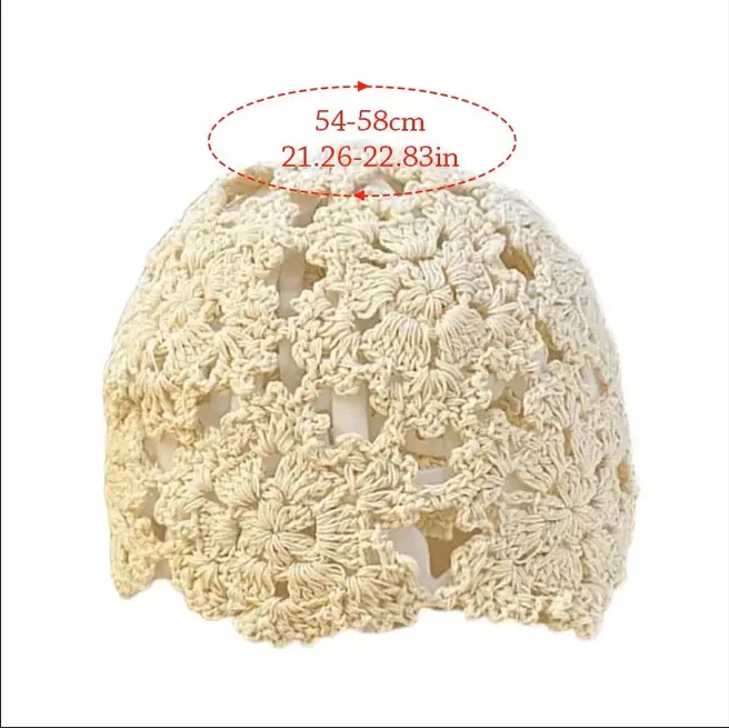 Breathable Hollowed Out Knitted Hat Flowers Lace Beret Cap Fashion Casual Skullies Hat for Women
