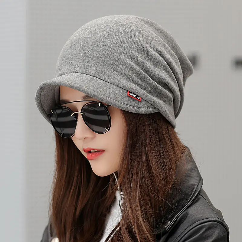 Warm Winter Hat And Scarf Dual Purpose, Fashionable Soft Beanie Hat With Brim Knitted Hat, Women's Pullover Hat Cap