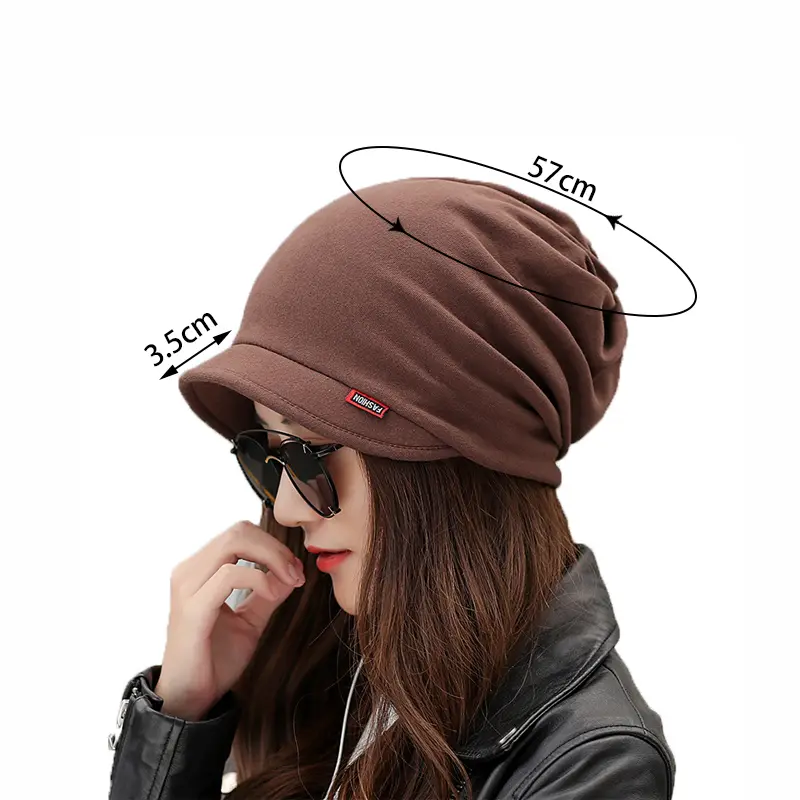 Warm Winter Hat And Scarf Dual Purpose, Fashionable Soft Beanie Hat With Brim Knitted Hat, Women's Pullover Hat Cap