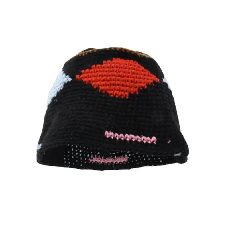 Knitted Mix-color Bucket Hats For Women Spring Summer Travel Sunshade Hat Female Crochet Fishermen Cap Outdoor Basin Cap Gorros