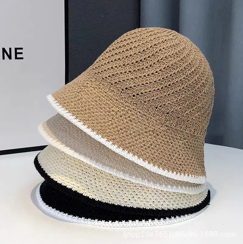 2024 New Spring And Summer Hollow Thin Breathable Bucket Cap Children's Fashionable And Versatile Leisure Travel Sunscreen Hat