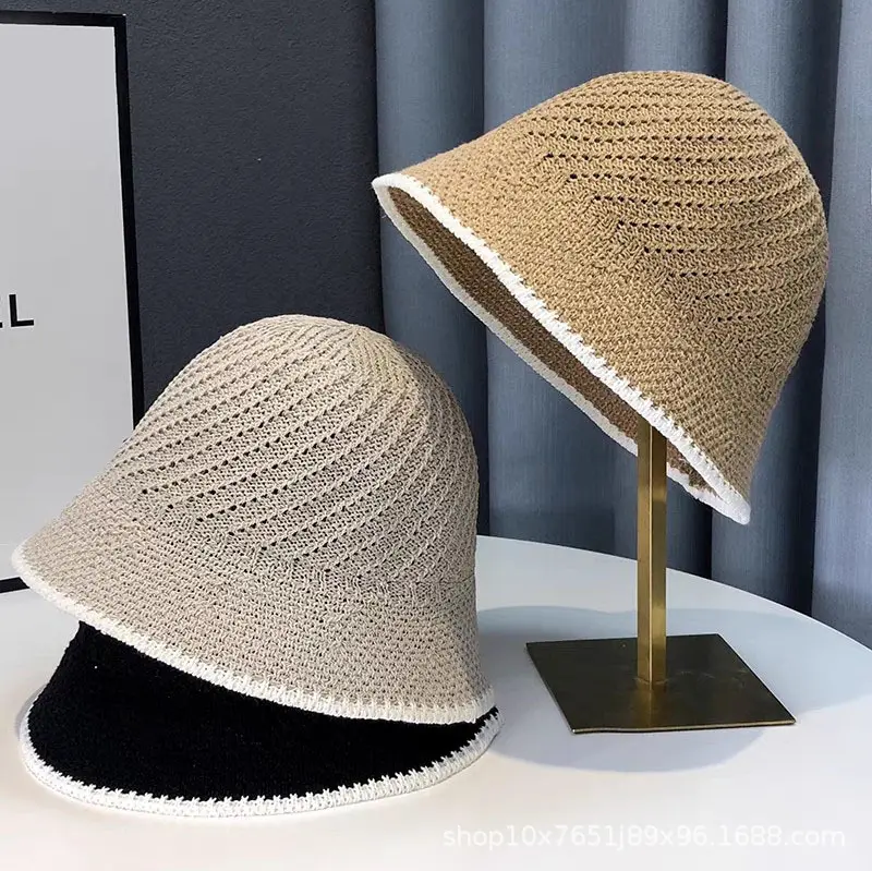 2024 New Spring And Summer Hollow Thin Breathable Bucket Cap Children's Fashionable And Versatile Leisure Travel Sunscreen Hat