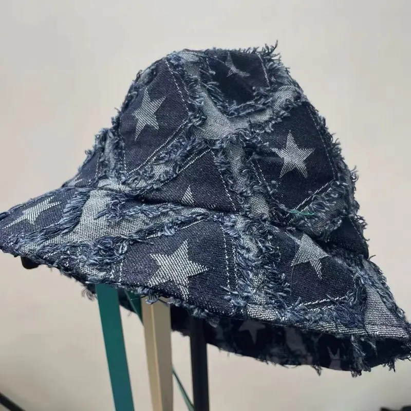 Spice Girl Niche Star Design Bucket Hat Spring and Summer Sunscreen Sun Cap American Casual Denim Basin Caps for Men and Women