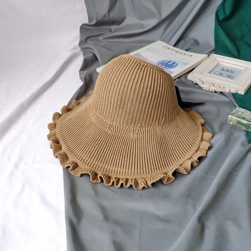Sun Hat, Women's Large Brim, UV Resistant Shell, Hollow Top Hat, Linen Woven Hat, Sun Protection, Fnitted Fisherman's Hat, Summe