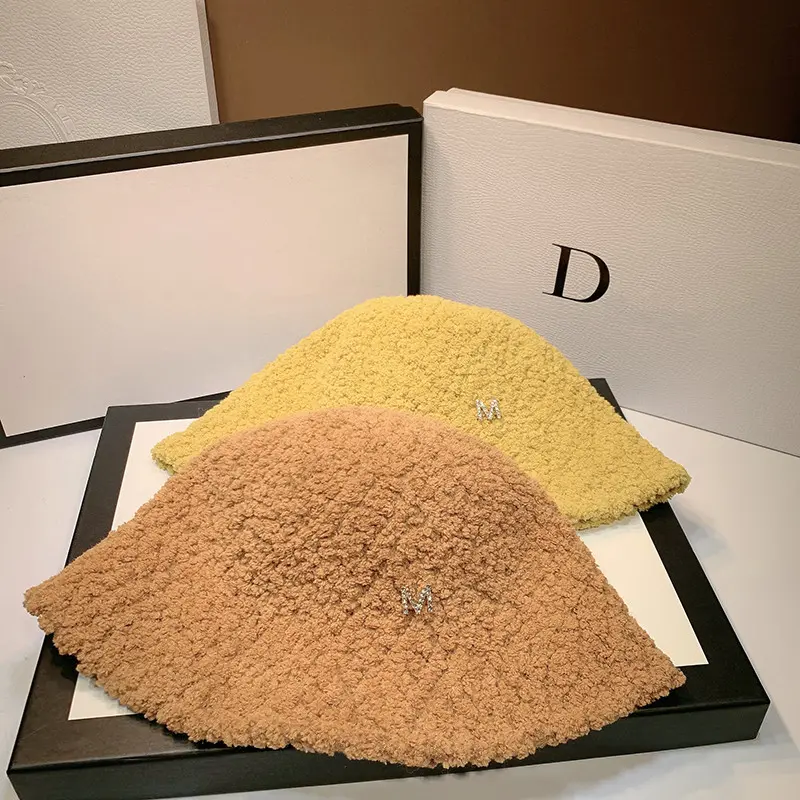 Winter Bucket Hat Thickened Warm Ear Protector Cap Women French Wool Fedora Hat Lady 2021 Outdoor Hiking Knitted Fisherman Hat