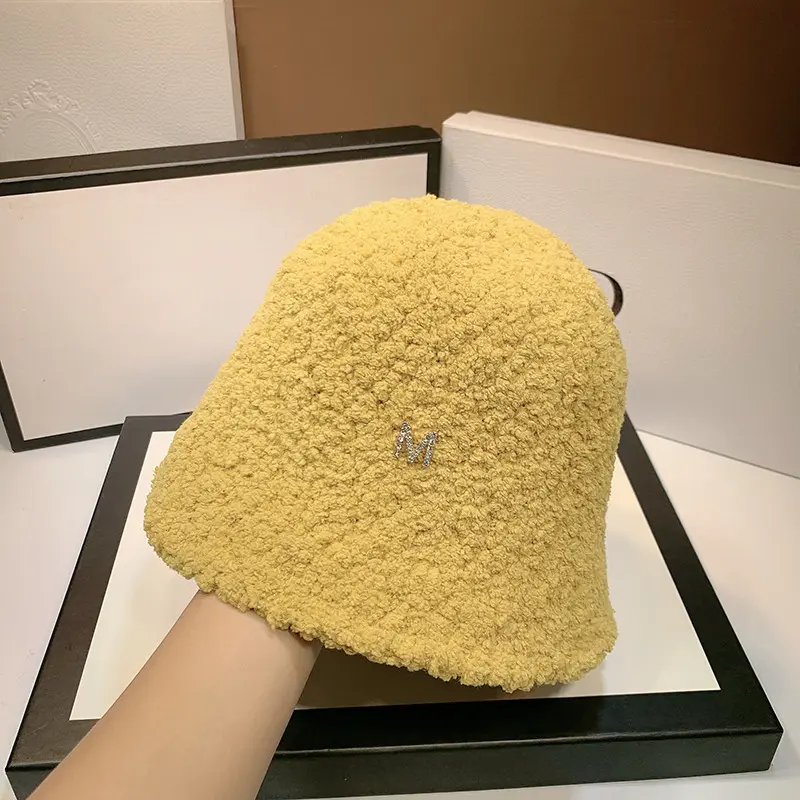 Winter Bucket Hat Thickened Warm Ear Protector Cap Women French Wool Fedora Hat Lady 2021 Outdoor Hiking Knitted Fisherman Hat