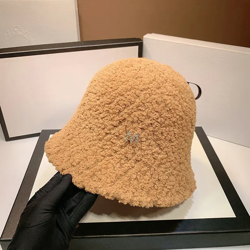 Winter Bucket Hat Thickened Warm Ear Protector Cap Women French Wool Fedora Hat Lady 2021 Outdoor Hiking Knitted Fisherman Hat