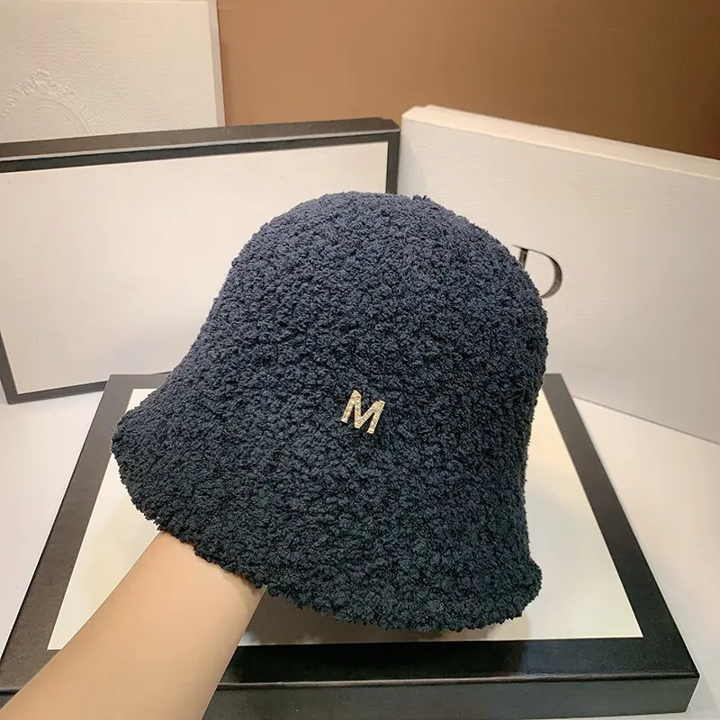 Winter Bucket Hat Thickened Warm Ear Protector Cap Women French Wool Fedora Hat Lady 2021 Outdoor Hiking Knitted Fisherman Hat