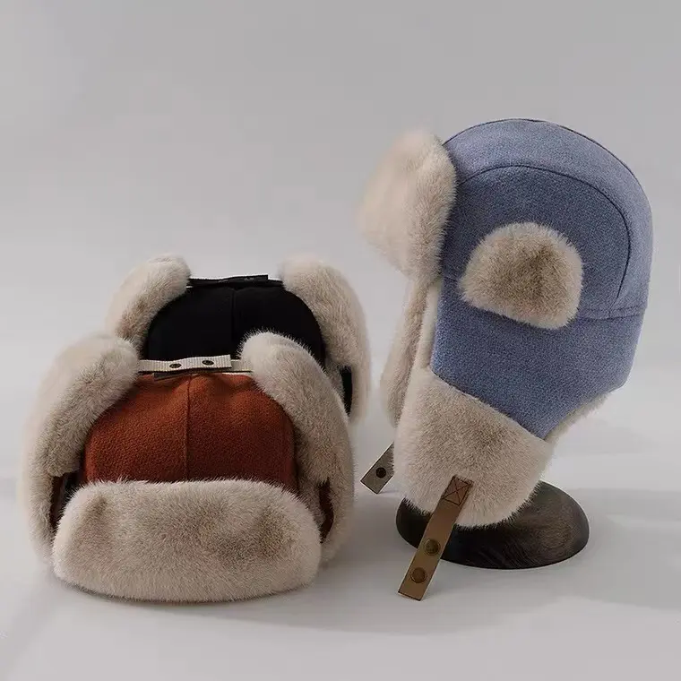 Faux Fur Lei Feng Hat For Men And Women In Winter, Warm Hat For Cycling Ear Protection Hat, Thickened Windproof And Cold Hat