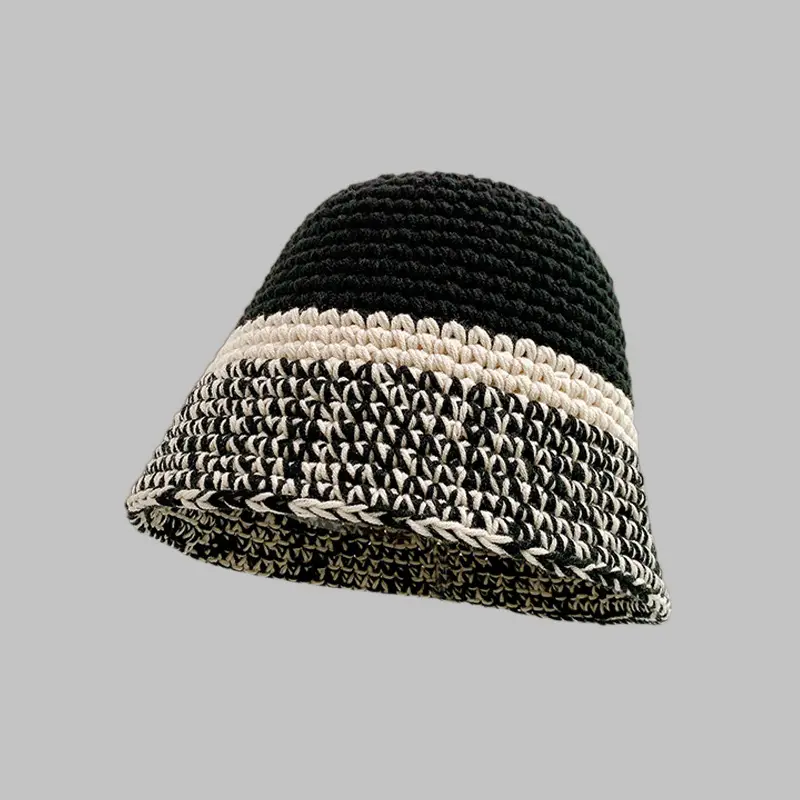 Japanese Knitted Bucket Hat Women's Autumn and Winter Big Head Waist Plain Face Covering Fisherman Hat Korean Versatile Bowl Hat