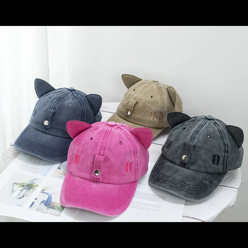 Cute Cat's Ears (Steamed Cat-Ear Shaped Bread) Pilot Sunglasses Baseball Cap Spring And Summer Korean Version Cap