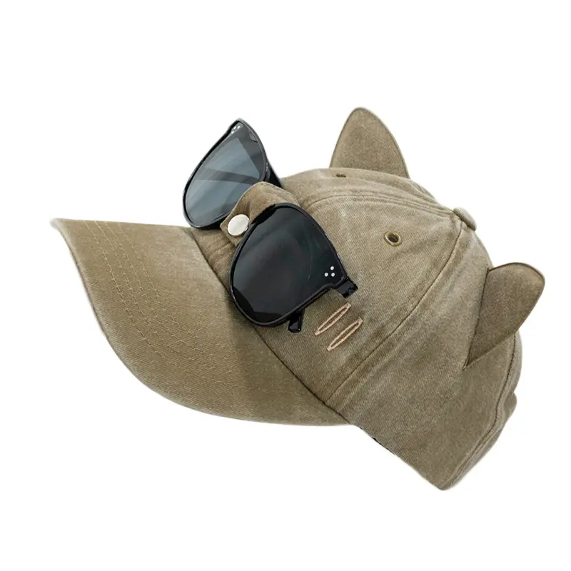 Cute Cat's Ears (Steamed Cat-Ear Shaped Bread) Pilot Sunglasses Baseball Cap Spring And Summer Korean Version Cap