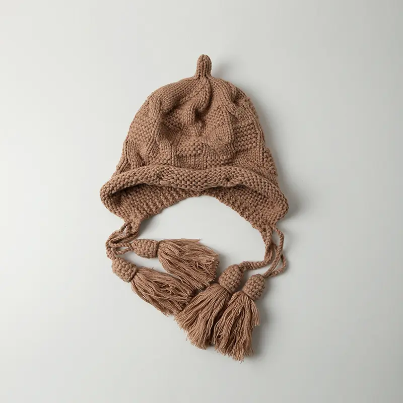 Autumn and Winter Tassel Knitted Hat Fashion New Product Sweet and Cute Woolen Hat Ear Protection Winter Pullover Hat