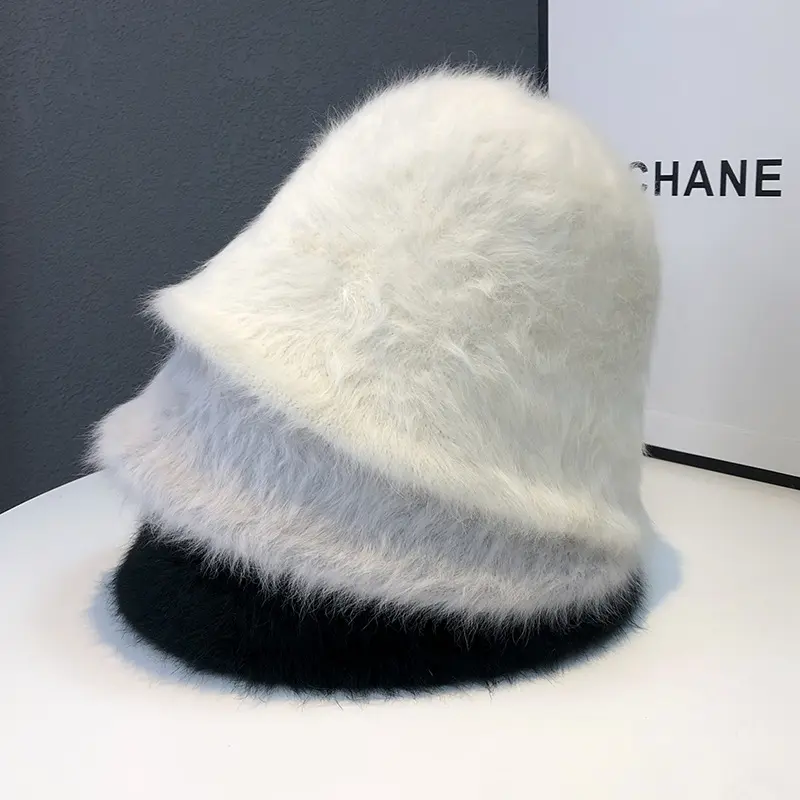 Fisherman's Hat Women's Winter 2023New Face Covering Bucket Hat with Pure Appearance and Warm Temperament Rabbit Plush Basin Hat
