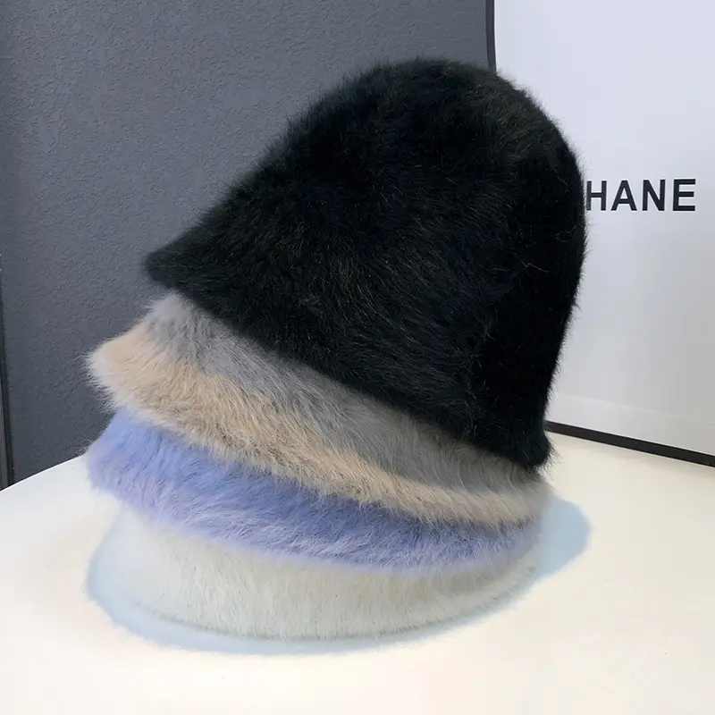 Fisherman's Hat Women's Winter 2023New Face Covering Bucket Hat with Pure Appearance and Warm Temperament Rabbit Plush Basin Hat