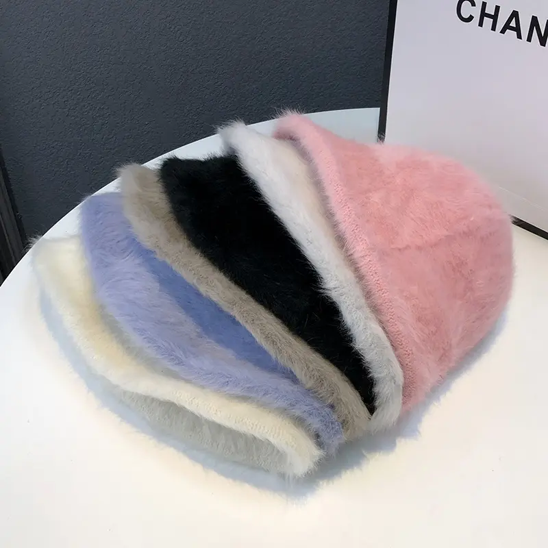 Fisherman's Hat Women's Winter 2023New Face Covering Bucket Hat with Pure Appearance and Warm Temperament Rabbit Plush Basin Hat