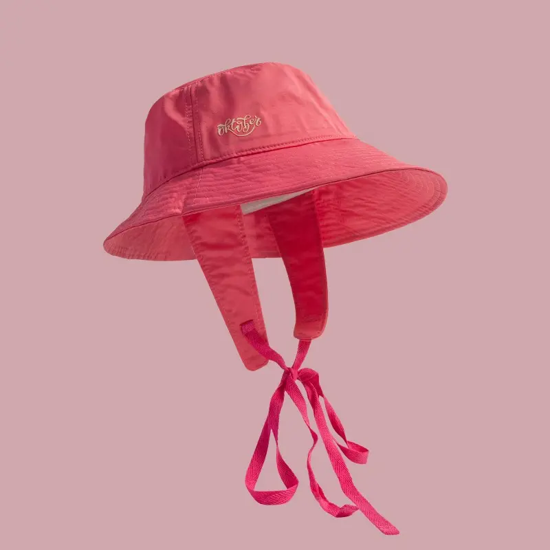 Korean Green Plum Red White Sunscreen Bucket Hat with String Women Quick drying Thin Bucket Hat Summer Eaves UV Sun Basin Hat