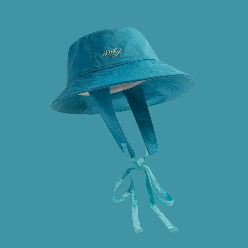 Korean Green Plum Red White Sunscreen Bucket Hat with String Women Quick drying Thin Bucket Hat Summer Eaves UV Sun Basin Hat
