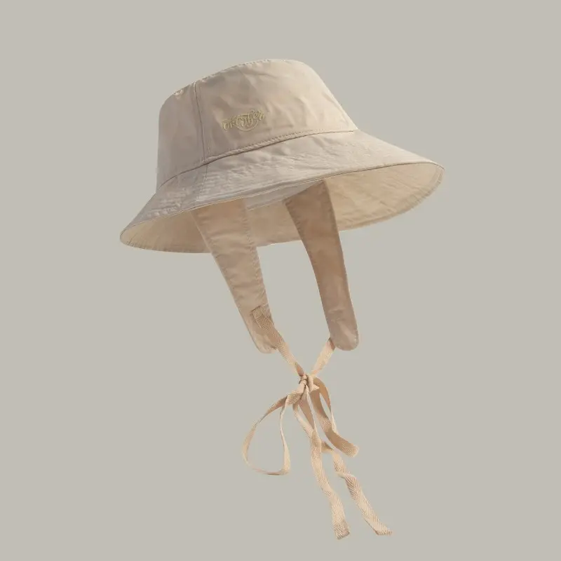 Korean Green Plum Red White Sunscreen Bucket Hat with String Women Quick drying Thin Bucket Hat Summer Eaves UV Sun Basin Hat
