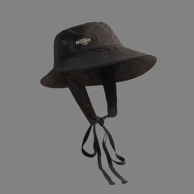 Korean Green Plum Red White Sunscreen Bucket Hat with String Women Quick drying Thin Bucket Hat Summer Eaves UV Sun Basin Hat