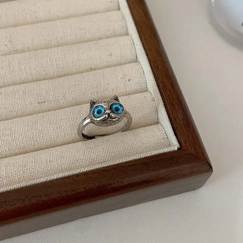 Cute Cat Ring For Women Fashion Design Adjustable Open Silver Color Snake Rings Gothic Trendy Finger Rings Jewelry Gifts