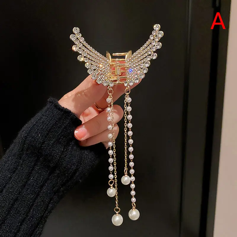 New Crystal Rhinestone Butterfly Pearl Tassel Hairpin Korean Simple Side Clip Liu Hai Clip Shark Hairpin Hair Accessories Women