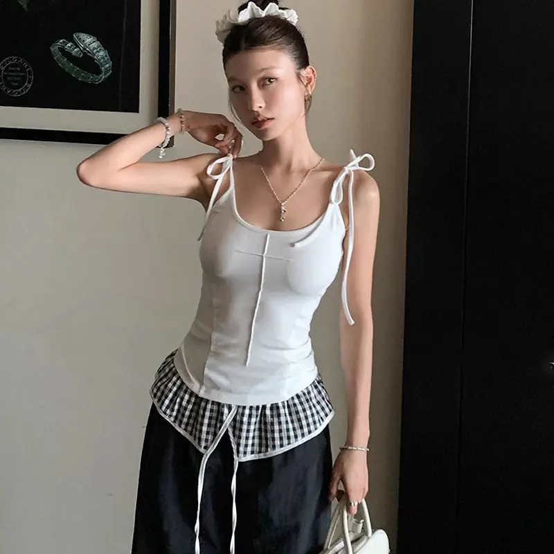 Angel Wings Camisole Women Summer Ins Sleeveless Sweet Holiday Daily U-neck Tops