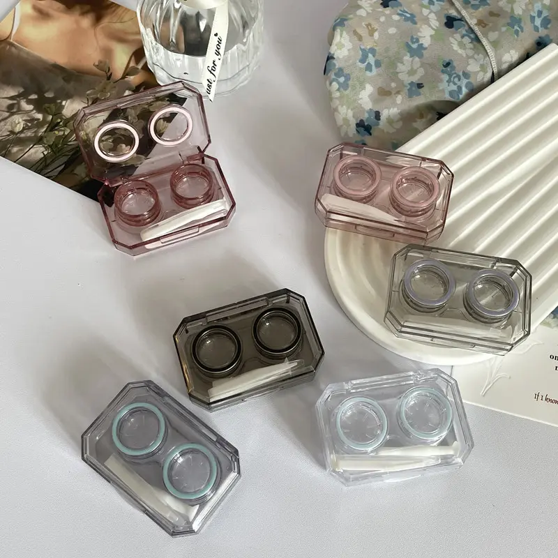 Clear Mini Contact Lenses Case With Mirror Travel Kit Portable Eyes Contact Lens Soak Container Simple Storage Box Unisex Gift