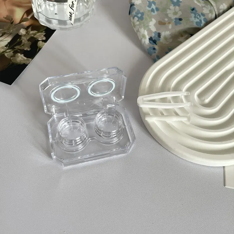 Clear Mini Contact Lenses Case With Mirror Travel Kit Portable Eyes Contact Lens Soak Container Simple Storage Box Unisex Gift