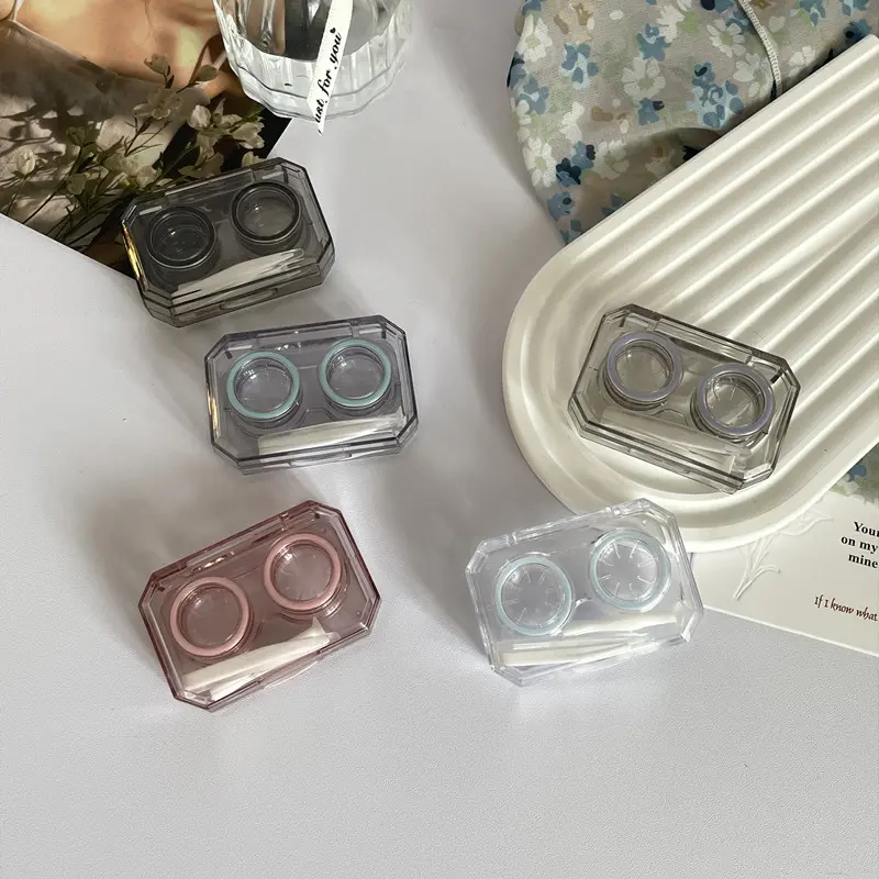 Clear Mini Contact Lenses Case With Mirror Travel Kit Portable Eyes Contact Lens Soak Container Simple Storage Box Unisex Gift