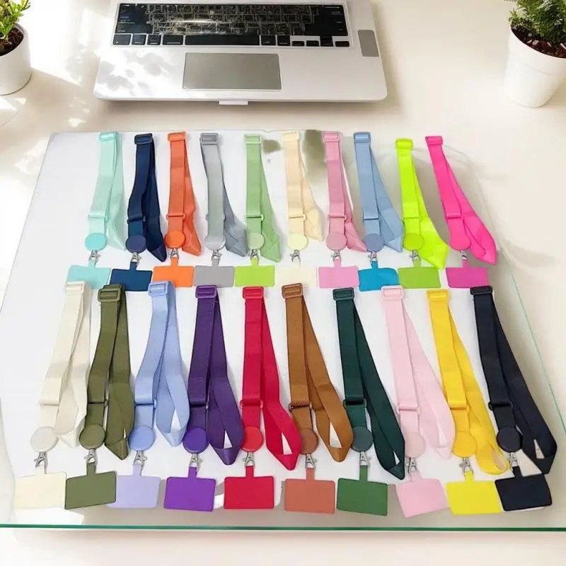 Detachable Adjustable Strap Crossbody Patch Phone Lanyard For Phone Flat Nylon Patch Necklace Clip Snap Hanging Cord Rope