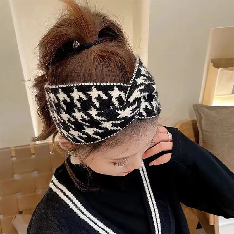 Houndstooth Pattern Women Headband Hair Accessories For Women Wide-brimmed Style Hair Hoop Bezel Fashion Headbands