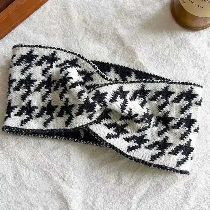 Houndstooth Pattern Women Headband Hair Accessories For Women Wide-brimmed Style Hair Hoop Bezel Fashion Headbands