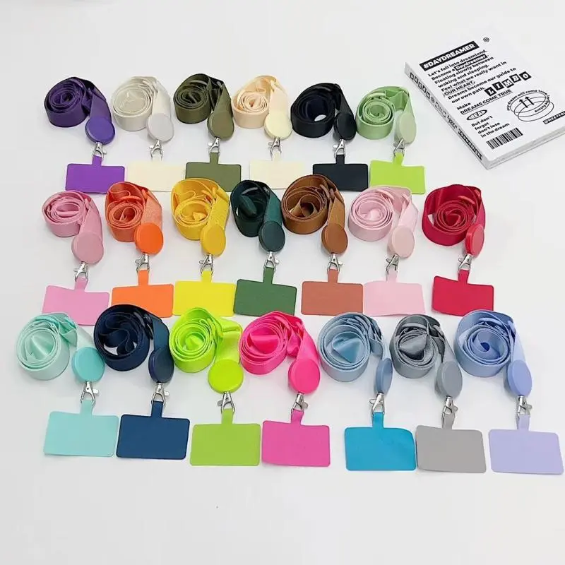 Detachable Adjustable Strap Crossbody Patch Phone Lanyard For Phone Flat Nylon Patch Necklace Clip Snap Hanging Cord Rope