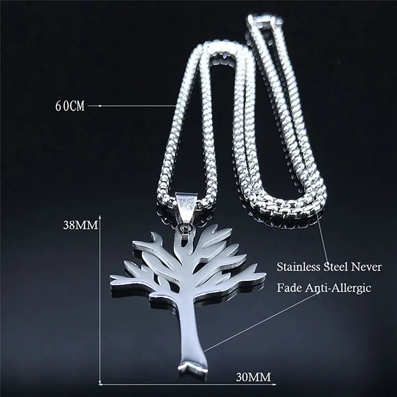 Stainless Steel Tree Of Life Pendant Necklace Trendy Hip-hop Style Personality High-End Clavicle Chain For Unisex Jewelry Gift