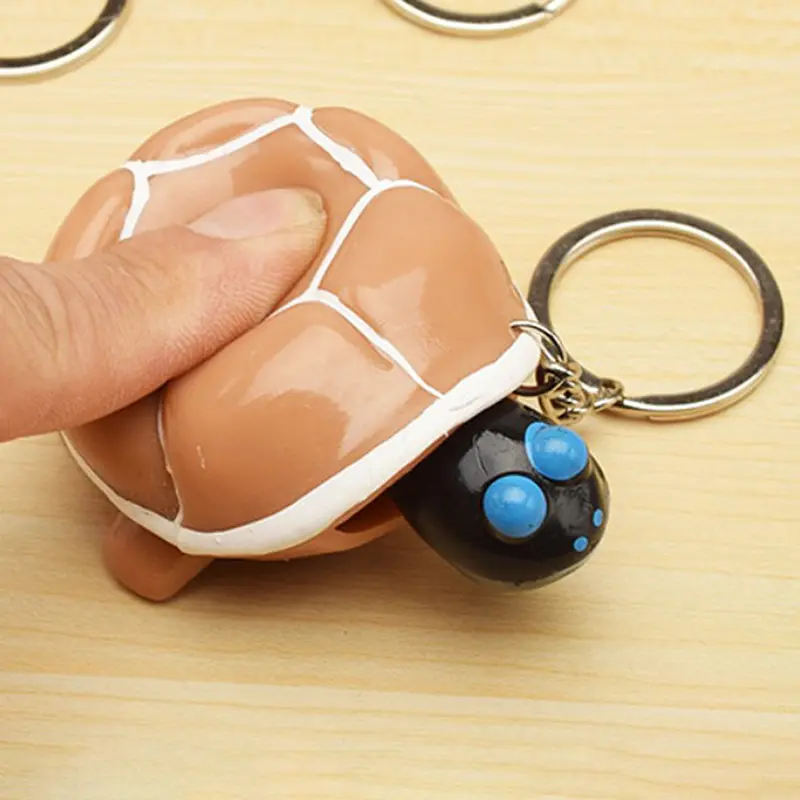 Tortoise Keychain Head Popping Squishy Squeeze Toy For Stress Reduction For Men Women Decompression Artifact Relaxation Key Ring