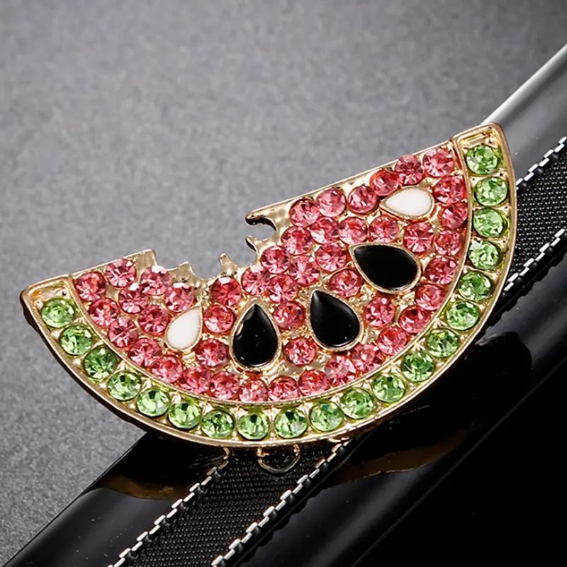 Summer Style Rhinestone Watermelon Brooches For Women Cute Fruit Brooch Pin Kids Backpack Badges Fashion Jewelry